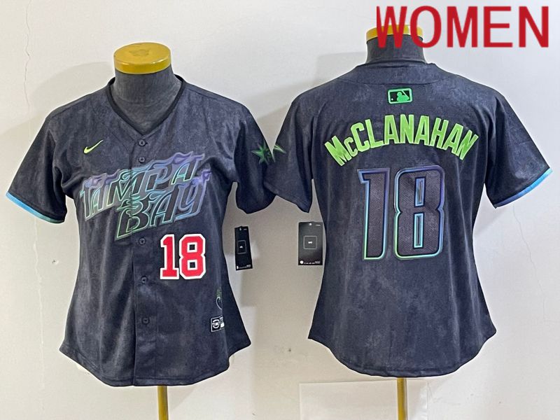 Women Tampa Bay Rays #18 Mcclanahan Nike MLB Limited City Connect Black 2024 Jersey style 3->women mlb jersey->Women Jersey